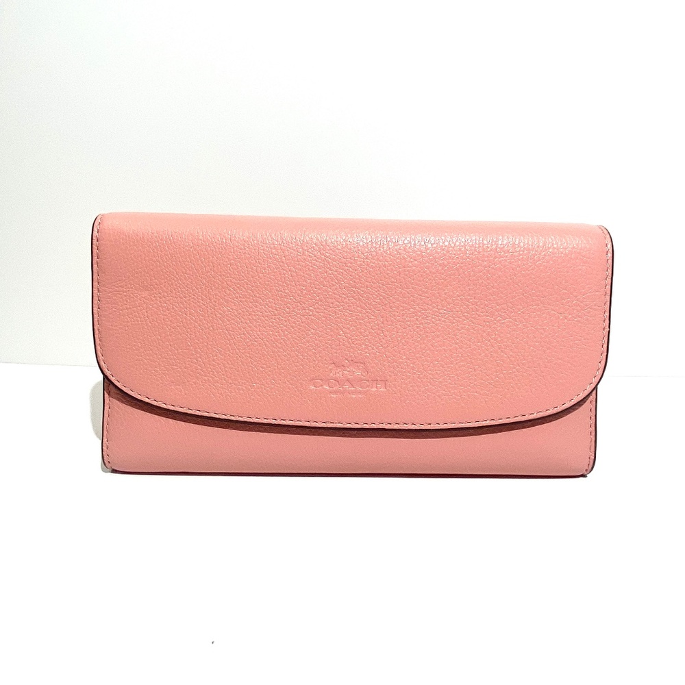 Coach Pebble Leather Checkbook Wallet - Blush